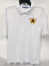Prospect Textured WHITE Polo, GOLD Stealth Logo, T-shirt, Collar