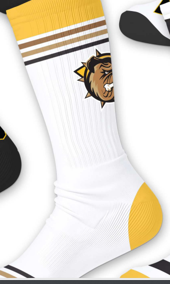 White Socks with Retro Stripes Primary Logo