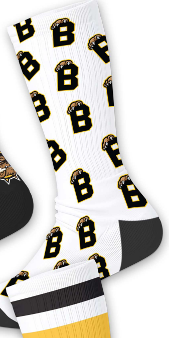 White Socks with B Logo