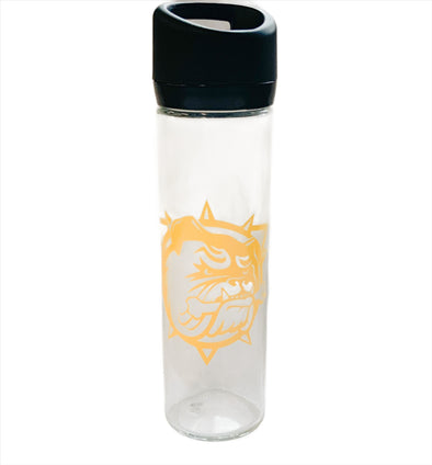 Glass Water Bottle with Black Lid, GOLD